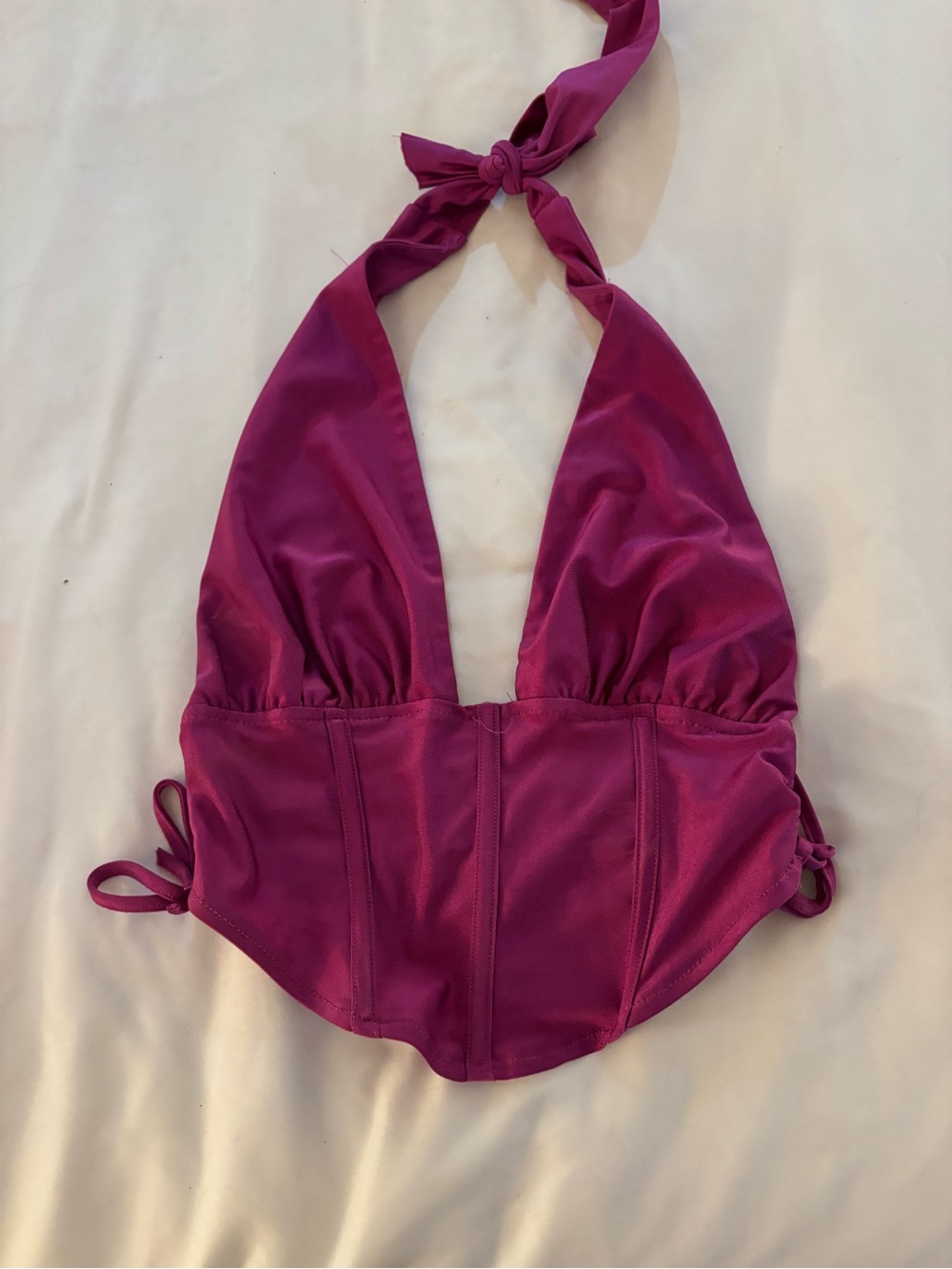 Women's Halter Crop Top in Deep Magenta